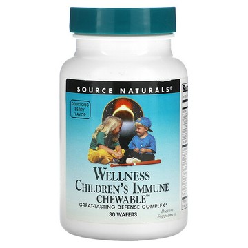 Source Naturals, Wellness Children 機體抵抗咀嚼片™，美味漿果味，30 片