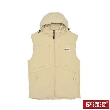 【5th STREET】 男裝 羽絨背心 背心外套 連帽背心 黃色 (550043)