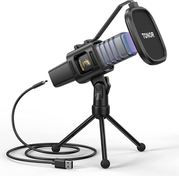 [4美國直購] TONOR TC30 Plus RGB USB 2.0 麥克風 心型 電容式 含三腳架 防噴罩 適 PC Mac iPad PS5 PS4