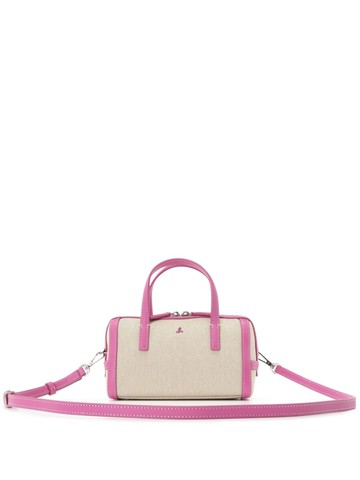 agnès b. - leather-trim canvas satchel - women - Calf Leather (top grain)/Cotton - One Size - Neutrals