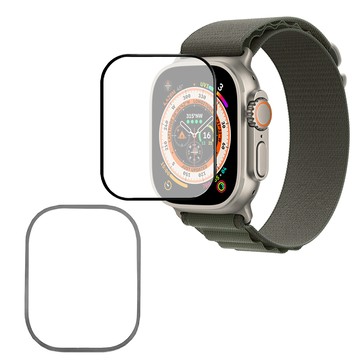 HODA 好貼 滿版黑 霧面玻璃貼 + 鈦合金保護框  Apple Watch Ultra  霧面銀色  1組