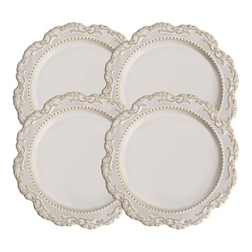 Cozy Table 復古巴洛克餐盤  奶油色 + 米色  4個  27 x 27 x 3cm