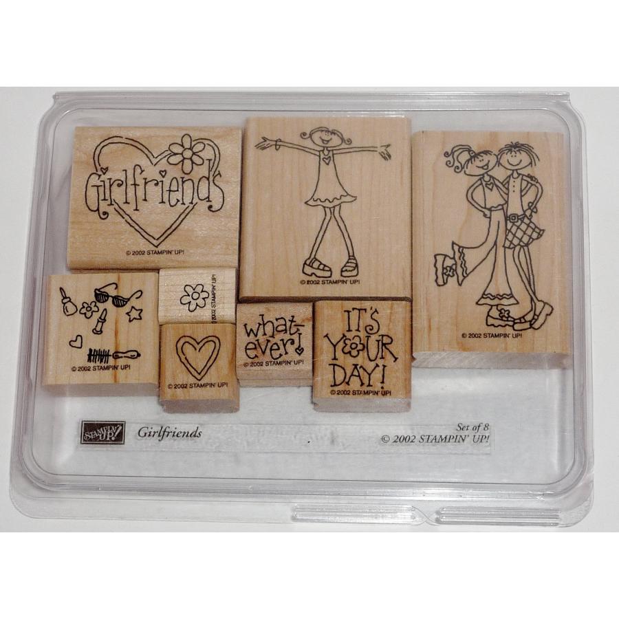 Stampin' Up GIRLFRIENDS pc Wood Mounted Rubber Stamp Set   200 並行輸入品