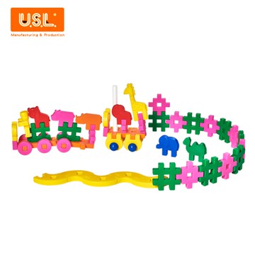 《台灣製USL遊思樂》教具 積木 動物嘉年華 A ( 89 PCS )  東喬精品百貨