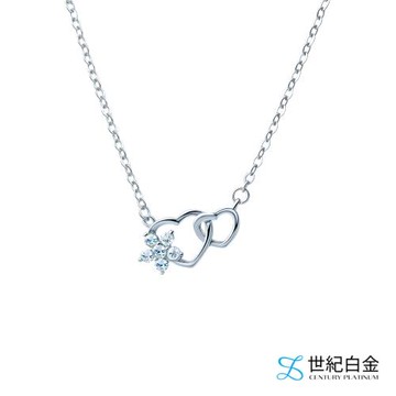 【世紀白金】Pt950 鉑金雙心鑲CZ吊墜項鍊 八心八箭純鉑鎖骨鍊 浪漫精品首飾 WSC006