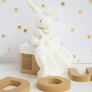 【Doudou】珍愛寶貝/布偶安撫巾/白兔 ✨送禮首選✨新生禮✨彌月禮✨育兒好物