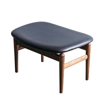 Chieftain Stool 酋長腳凳（胡桃木 / 黑棕皮）