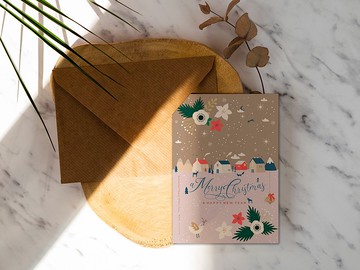 雪花雪花【CM22019】洛可可草莓聖誕卡片 明信片含信封