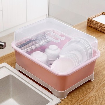 家用帶蓋碗碟架放碗架收納盒瀝水架裝碗筷收納箱廚房碗柜置物架