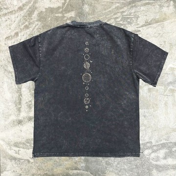 水洗 做舊 復古 重磅純棉水洗 hiphop美式復古高級創意星空圖案顯瘦男女短袖薄款t 上衣 短袖 中性風 T恤 男 情