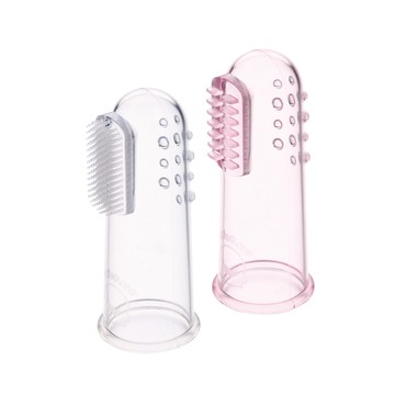 PiYOPiYO 黃色小鴨 舒適按摩乳牙刷組 0歲以上  粉色+透明  2入  1組