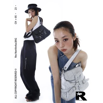 Res NonVerba BAG 原創紋理設計感金屬圓環腋下皮質包包 單肩斜挎