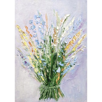 香草花束原創繪畫花卉藝術花卉厚塗藝術品手工油畫，油畫原作