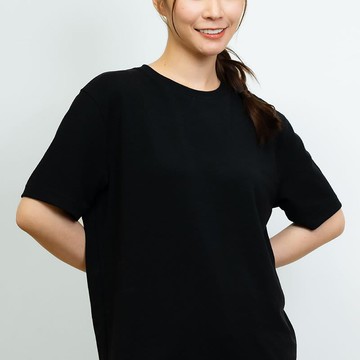 清輕寬版中性短袖上衣 靚霧深藍 M