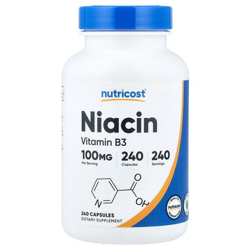 Nutricost, 煙酸，100 毫克，240 粒膠囊
