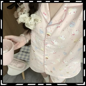🥇桃園出貨 品質保證🥇 Kitty貓睡衣女夏季雲朵棉短袖短褲學生卡通可愛美少女傢居服套裝 💯滿額免運💯147-C-7