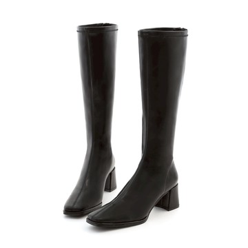 D+AF 神級美腿．素面方頭高跟瘦瘦長靴