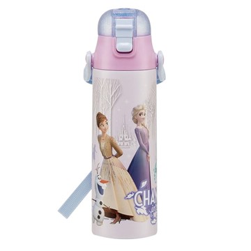 日本 SKATER - 兒童不鏽鋼(580ml)直飲保溫水壺-冰雪奇緣(粉)