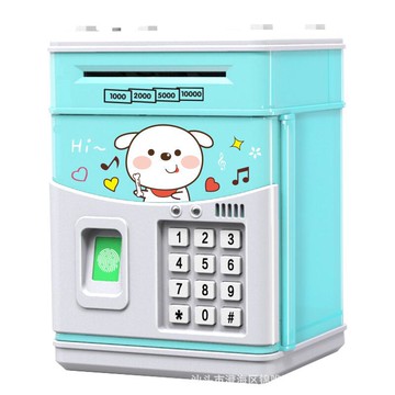 英文指紋存錢罐創意 音樂驗鈔ATM密碼箱儲蓄罐 兒童玩具