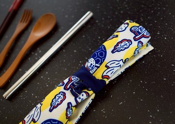 餐具袋 環保餐具收納 吸管收納袋 餐具布套-糕模印花