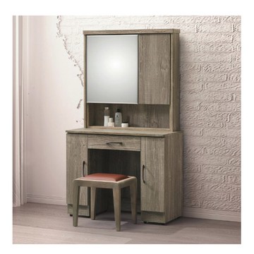 【MUNA 家居】鋼刷橡木3尺鏡台(165)(含椅)(共兩色)鋼刷淺灰橡木色