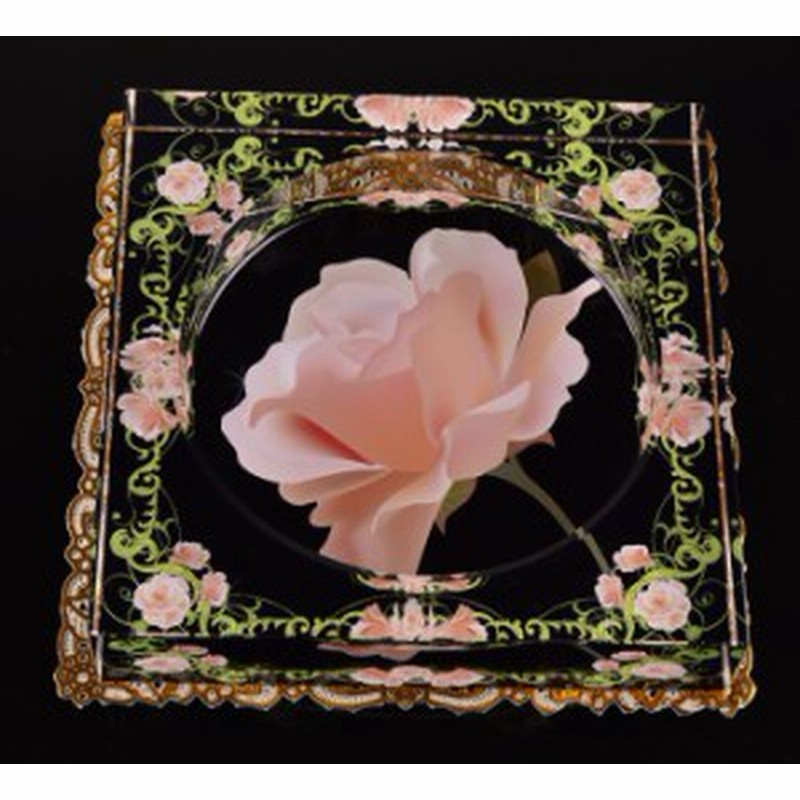 灰皿 ピンクの薔薇 美しいデザイン ガラス製 正方形 通販 Lineポイント最大1 0 Get Lineショッピング