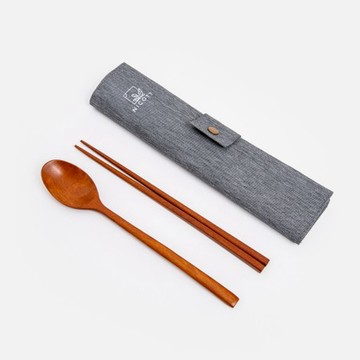 NICOTT 原木隨身餐具組 深藍