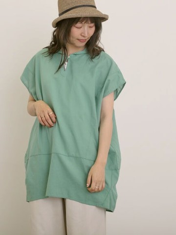 多種圖案法式袖小翻領長版上衣(0F001032010) - Samansa Mos2