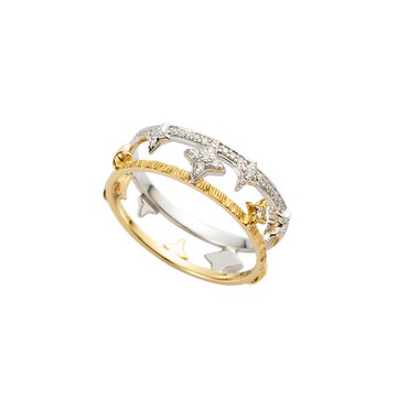 18K 雙色流星鑽石戒指