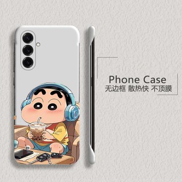 蠟筆小新適用三星Galaxys25手機殼s23+無邊框s24ultra散熱s22新款s22+半包s22ultra超薄5g硬防摔保護套外殼女