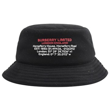 BURBERRY 巴寶莉  加厚棉質潮感英字漁夫帽/遮陽帽(黑)