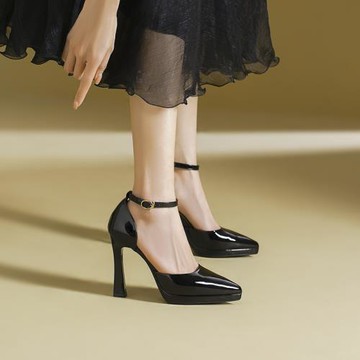 105-5 性感氣質尖頭細跟高跟鞋一字中空高跟涼鞋防水臺不累腳單鞋