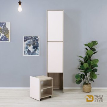 WAKUHOME 瓦酷家具CASANE義式撞色風 1.3尺上下門鞋櫃(含穿鞋椅)-寬40*深40*高200