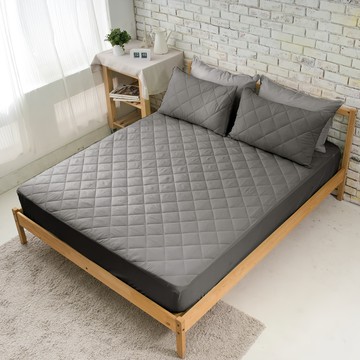 LoveCity 寢城之戀 舖棉床包式保潔墊 圓彩 防塵防汙 台灣製  雙人5尺  深灰色