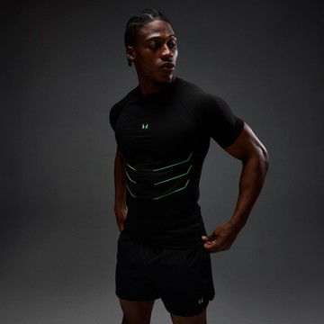 MP Men's Hero Muscle Fit Seamless T-Shirt - Washed Black/Alpha Green - L