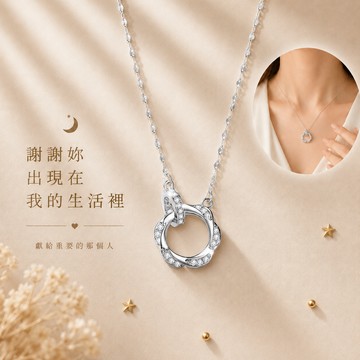 把溫柔戴在心上｜純銀莫比烏斯雙環項鍊花束禮盒【OCTOBER 16Th】S925純銀莫比烏斯雙環鑲鑽項鍊鎖骨鍊＃CRY2031 開運 生日禮物 閨蜜禮物 情人節禮物 交換禮物 客製化禮物