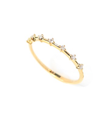 七顆鑽石 K18 戒指 ~Ello Lily~ 4月誕生石