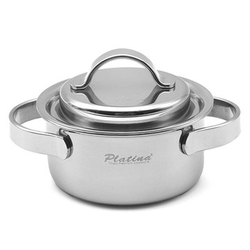 Kitchen Flower Platina Tri-ply IH感應不鏽鋼迷你雙耳鍋 12cm  1個  單色