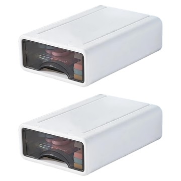 BangJiaShi 幫家適 可疊加桌面抽屜收納盒 小款 2個  白框灰抽  2層