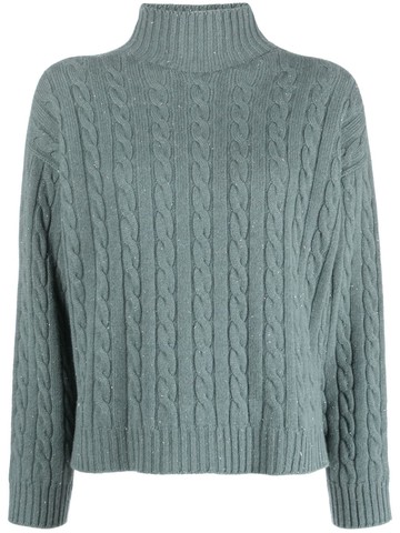 Peserico - high-neck cable-knit jumper - women - Cashmere/Wool/Silk/Viscose/Polyester - 38 - Green