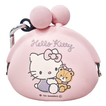Hello Kitty 凱蒂貓 矽膠零錢包吊飾  8.1 x 8 x 4.3cm  粉紅色