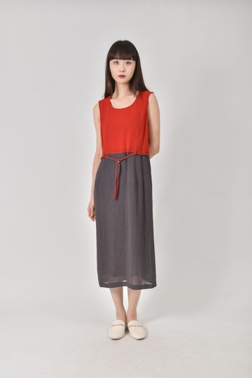 collection I格紋紅灰色洋裝