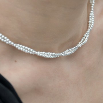 【法式簡約】925銀/銀球紐結/絞花鎖骨鏈