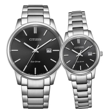 CITIZEN 光動能 簡約百搭大三針情人對錶-40+27.5mm BM6978-93E+EW2318-90E
