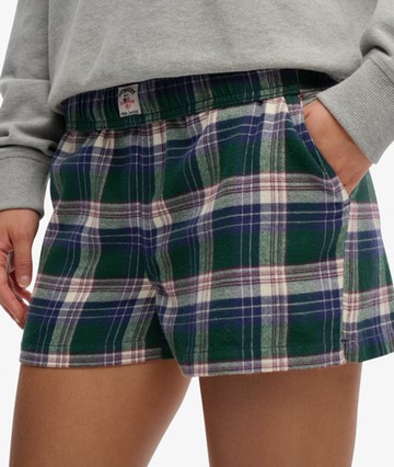 Superdry Women's Cotton Check Elastic Shorts Green Size: 10