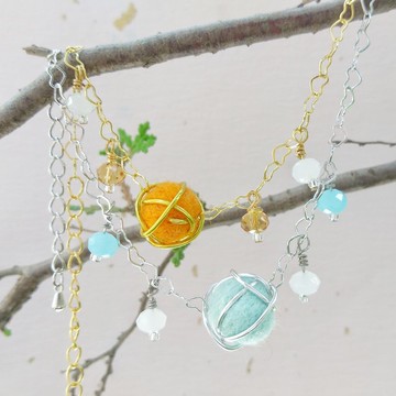 禁錮 愛心情人節水晶手鏈 手作羊毛氈