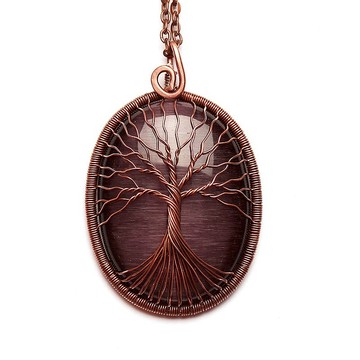 銅生命之樹項鍊手工線纏繞項鍊精神首飾