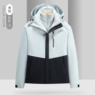 [米蘭精品] 衝鋒衣連帽夾克-拼接雙色防水登山男女衝鋒外套6色74db52