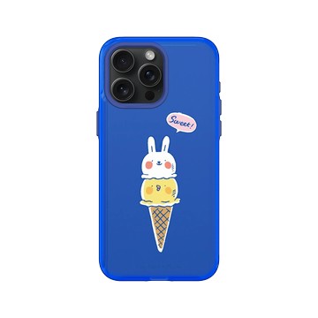 iPhone 15 Pro Max Clear 激光藍 - 懶散兔與啾先生 Lazy Rabbit and Mr.Chu - 冰淇淋