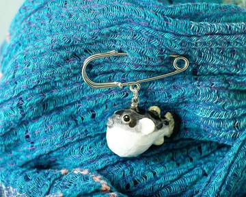 和紙飾品 胸針 刺豚 魚 海魚